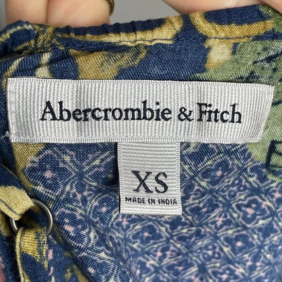 Abercrombie & Fitch Dress Mini Lace-Up Back Floral Graphic Pattern Button-Up XS - Picture 6 of 10